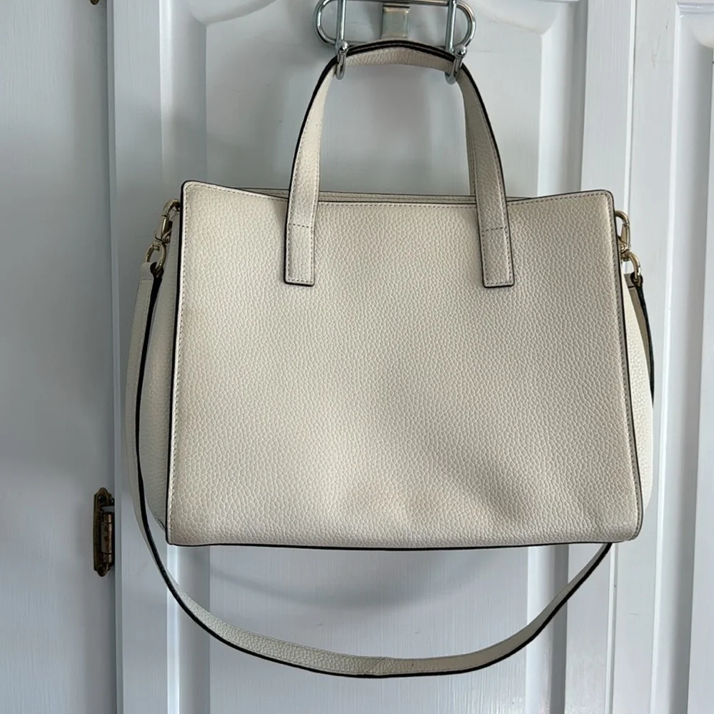 KATE SPADE ♠️ Leather Chantal Bridge Place Cream White Bow Satchel Shoulder Bag